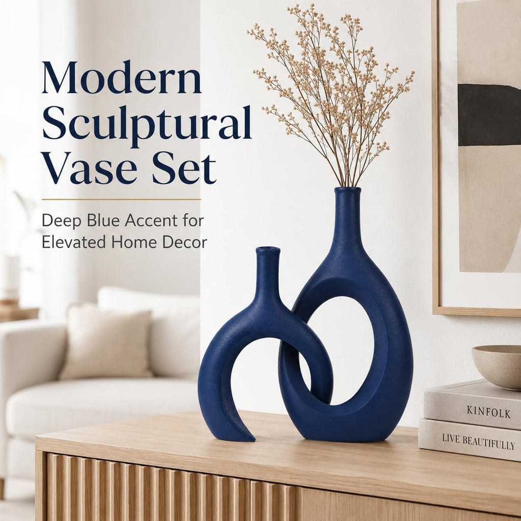 Modern Blue Vase — Set of 2 - View 2