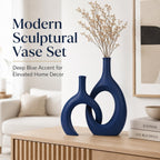Modern Blue Vase — Set of 2 - View 2