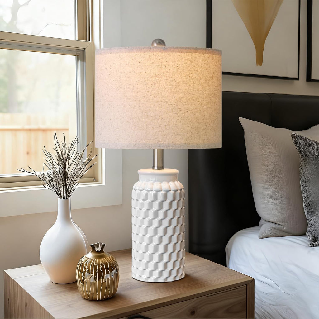 Farmhouse Beige Bedside Lamp — 20.5" - View 5