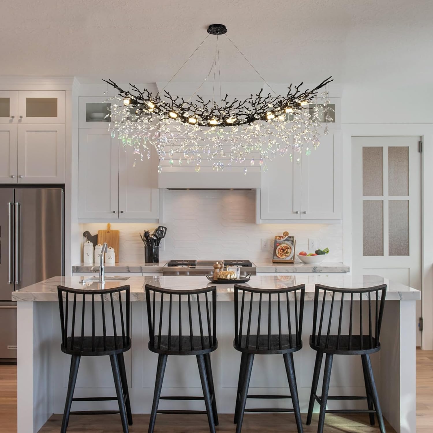 Rectangular Luxe Black Chandelier — 16-Light - View 8