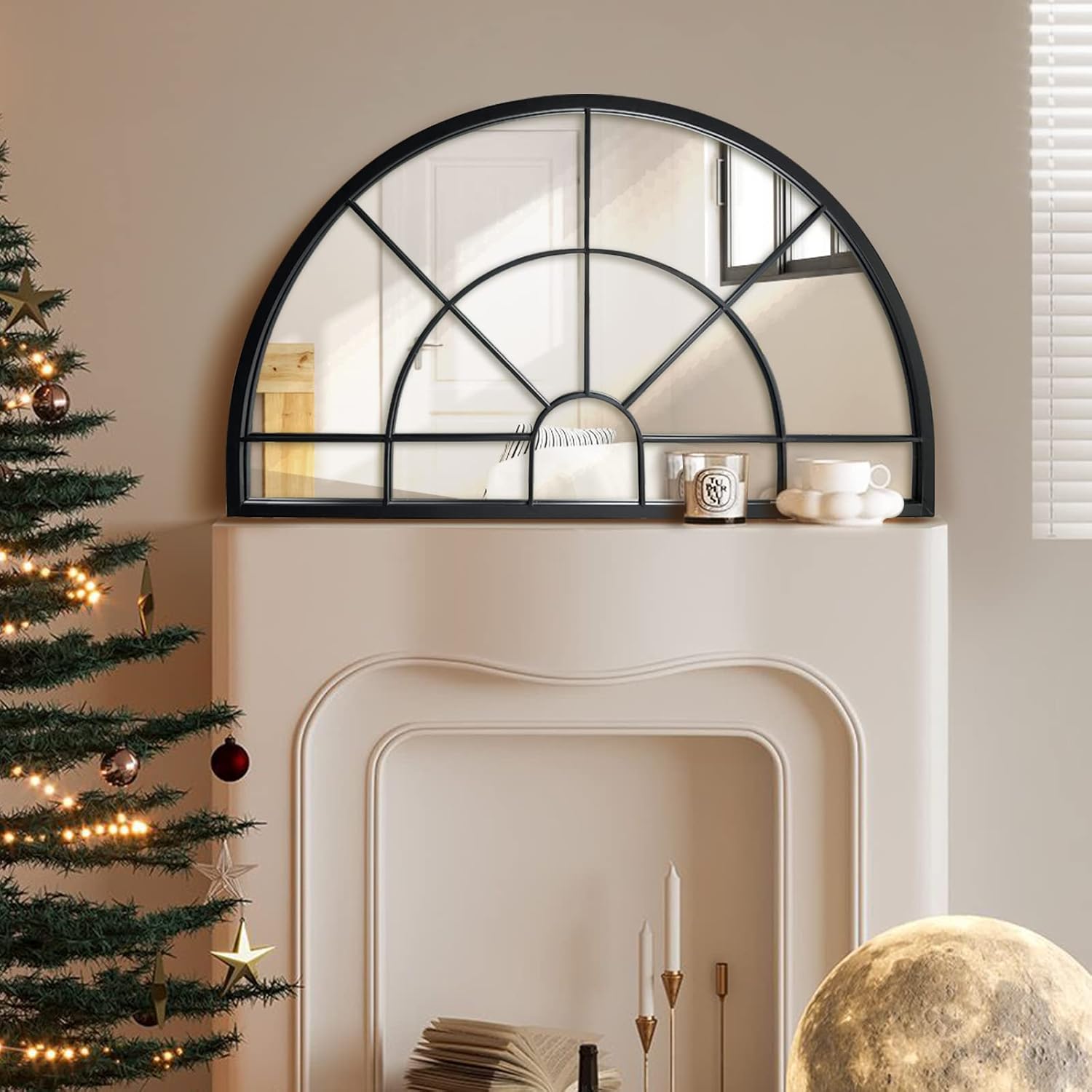 Farmhouse Black Round Mirror — 28" — Black-2