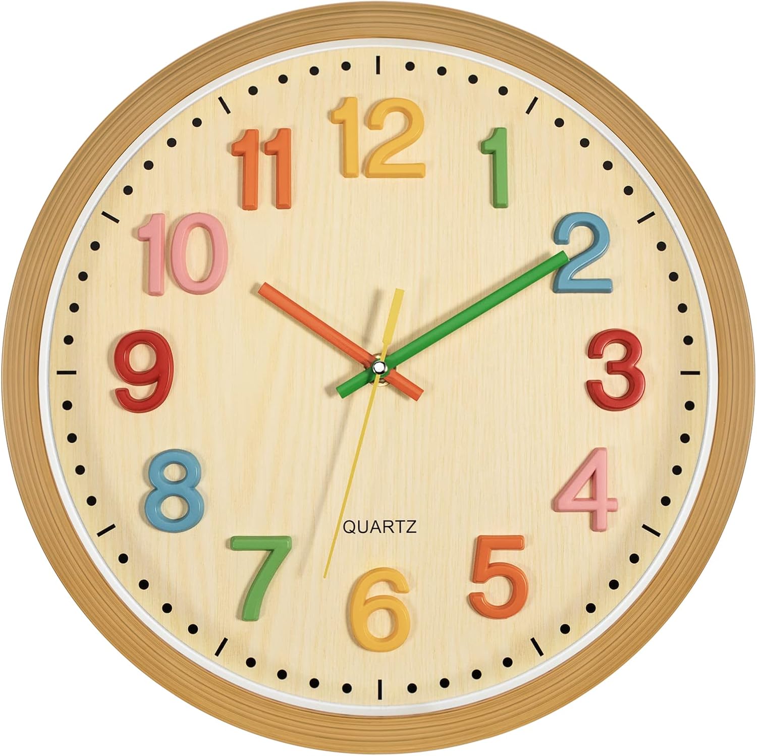 Battery Operated Yellow Wall Clock — 12" — Colorful