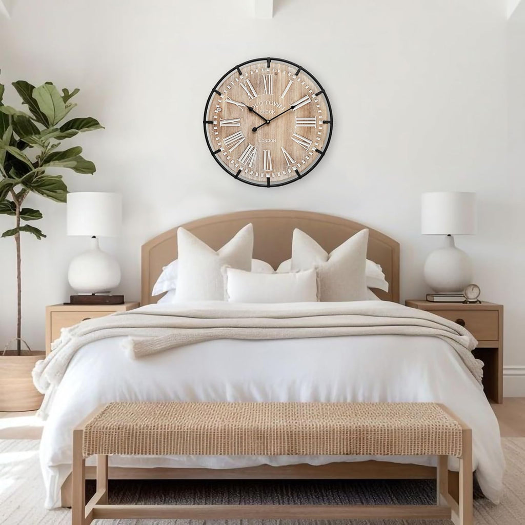 Vintage Farmhouse Brown Wall Clock — 24" - View 8