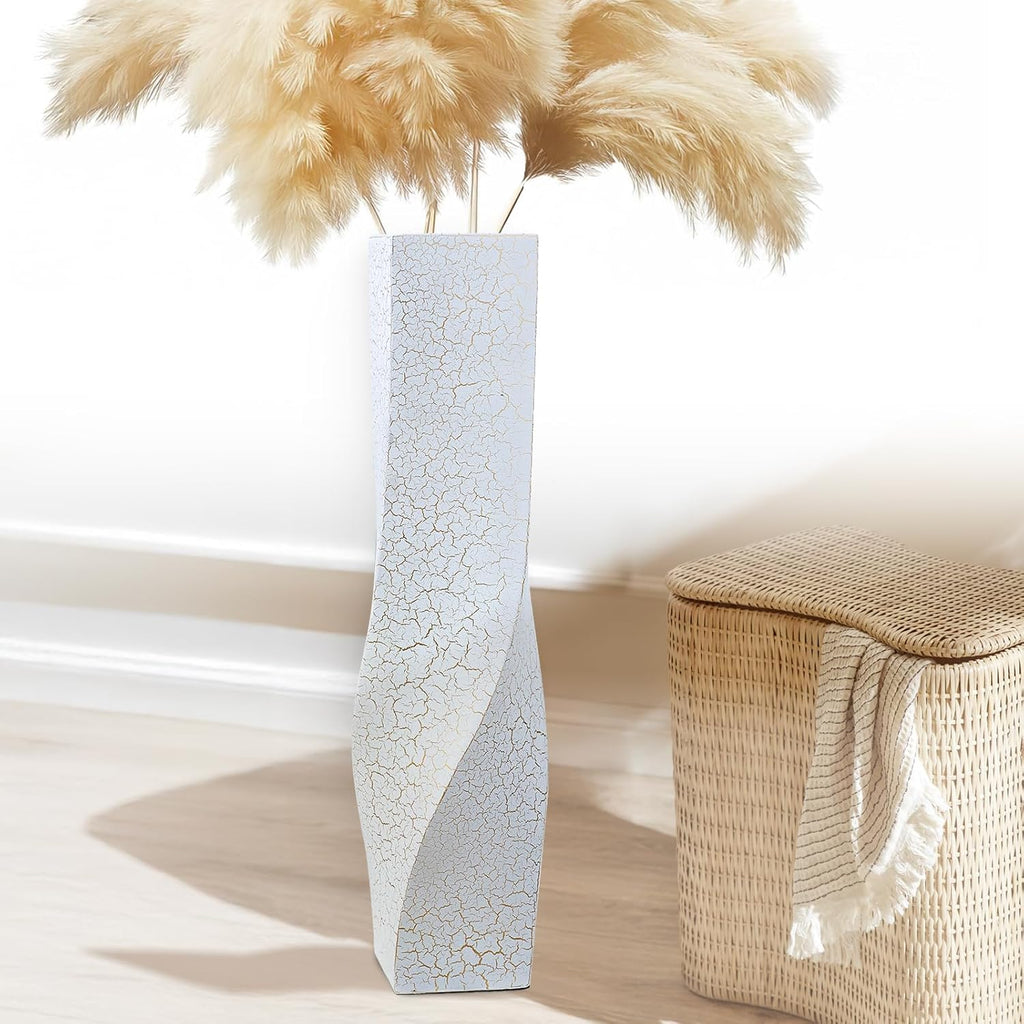 Modern Black Flower Vase — 16.34" — White