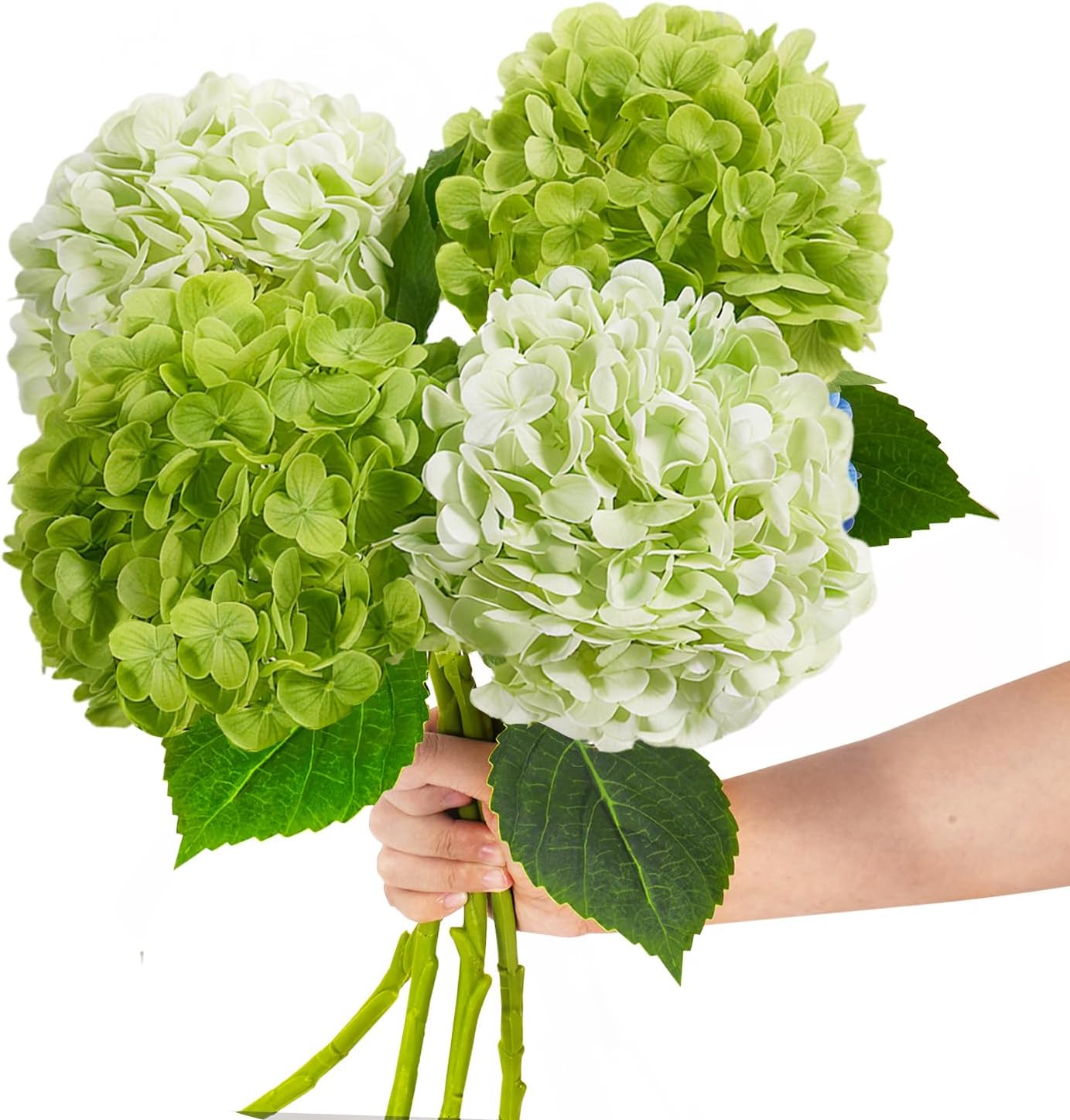 Blue Artificial Flowers — 20" — Light Green & Dark Green