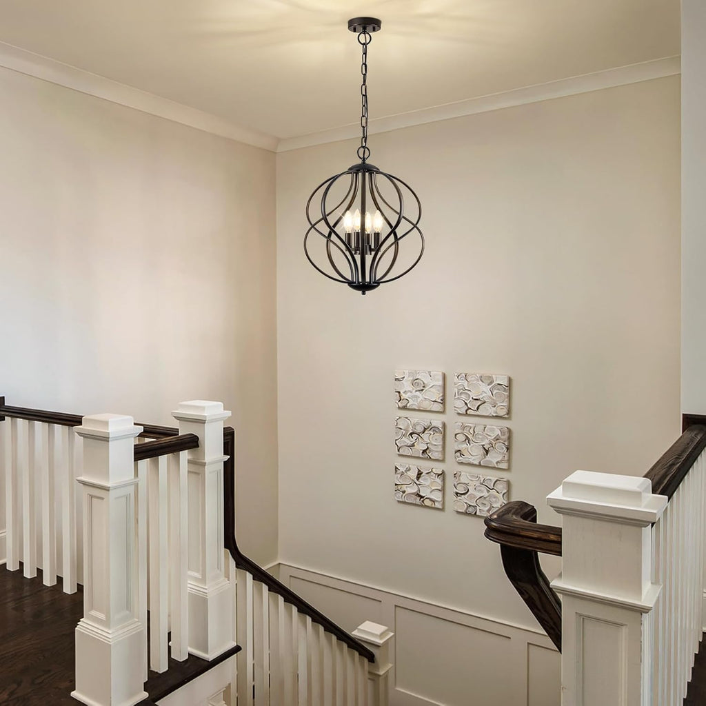 Modern Black Chandelier — 4-Light - View 4