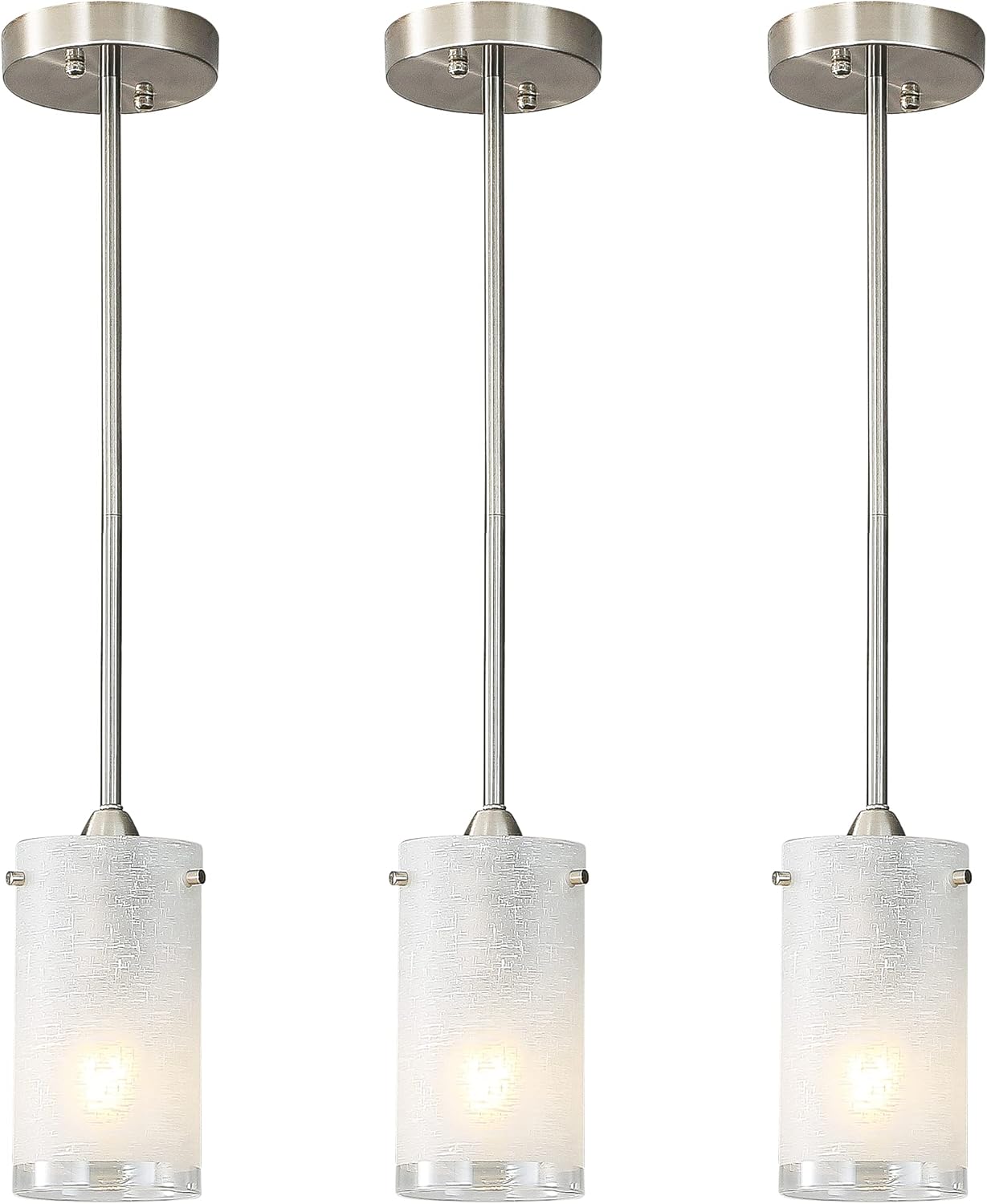 Adjustable Modern Black Chandelier — 1-Light — White Frosted Glass Shade