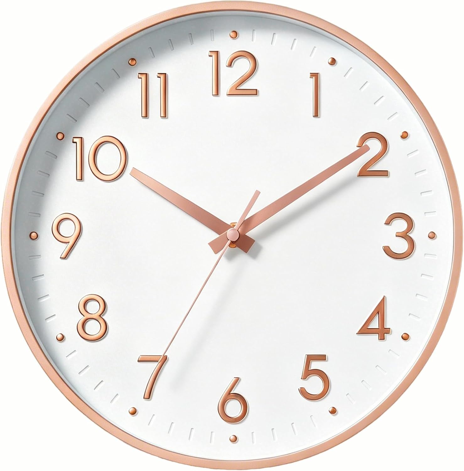 Battery Operated Modern Beige Wall Clock — 8" — C_rose Gold