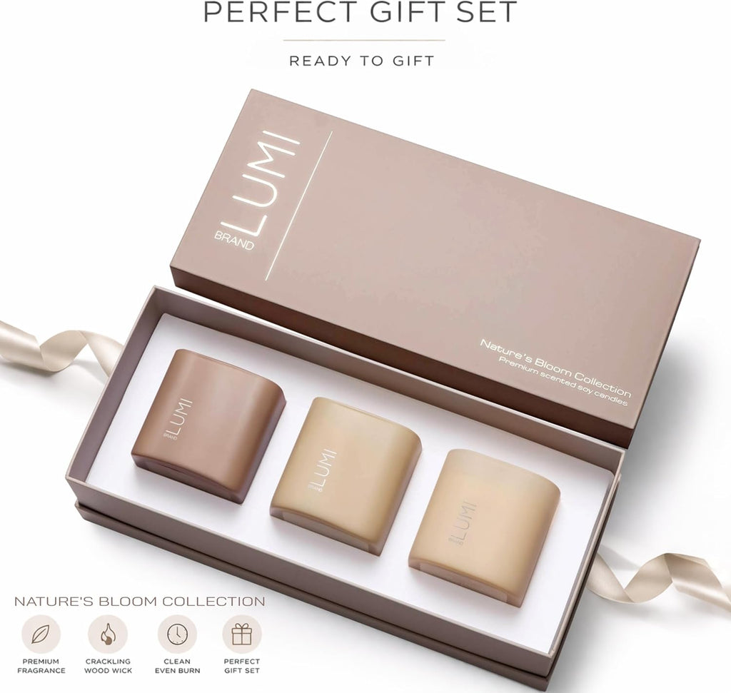 Scented Luxe Wood Soy Candle — Set of 3 - View 3