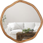 Round Farmhouse Brown Wall Mirror — 30" - View 9