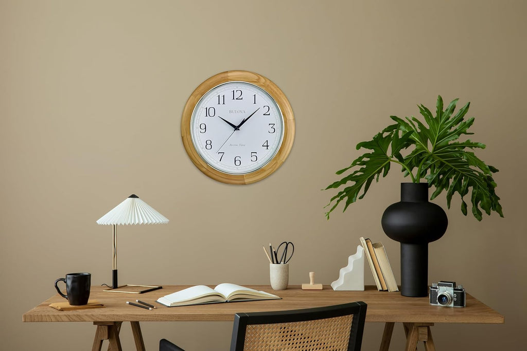 Battery Operated Mid-Century Wood Wall Clock - View 5