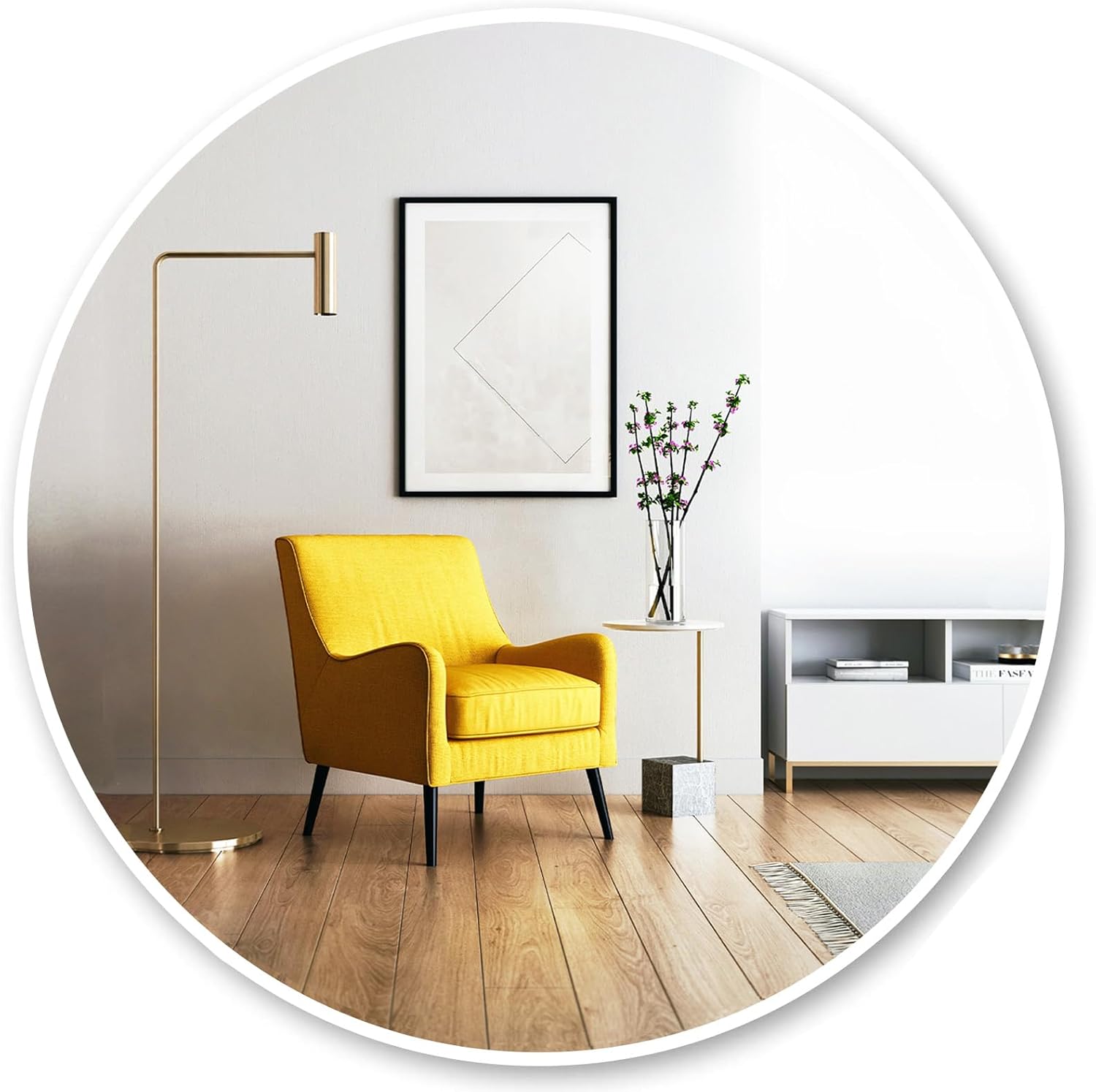 Round Farmhouse Black Wall Mirror — 24" — 24"