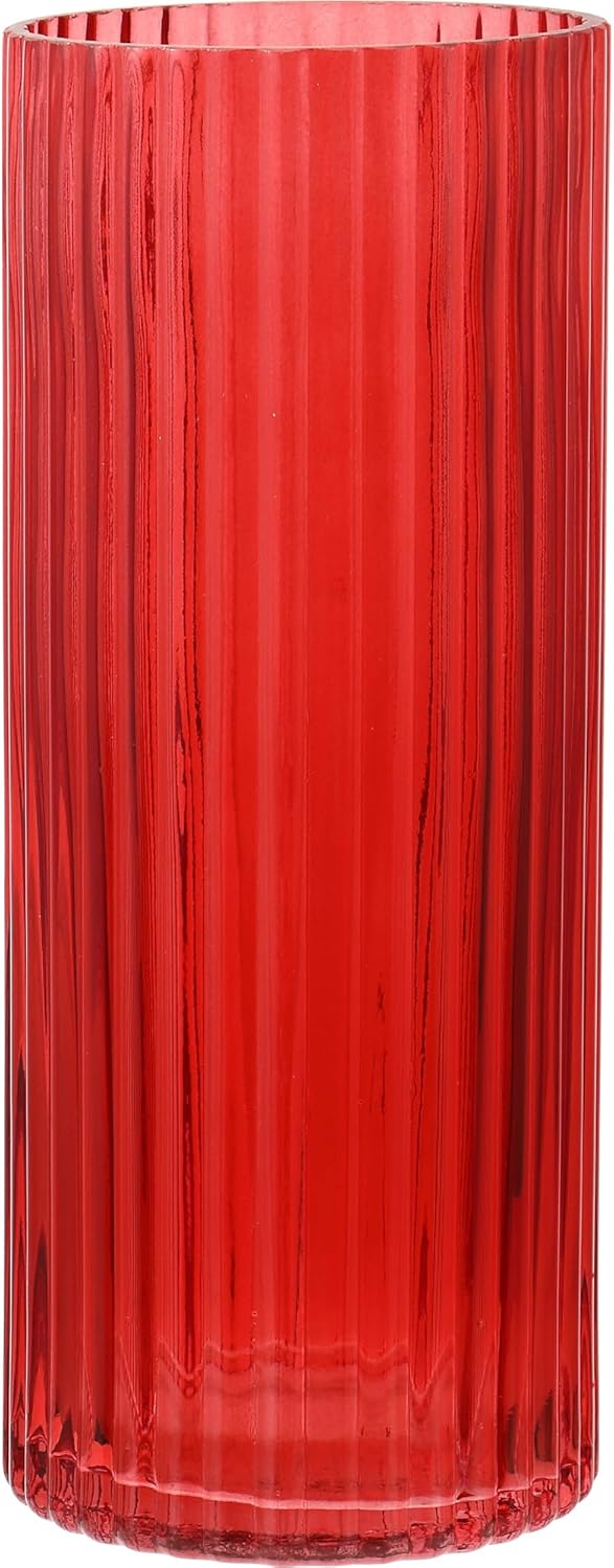 Black Flower Vase — 10" — Red