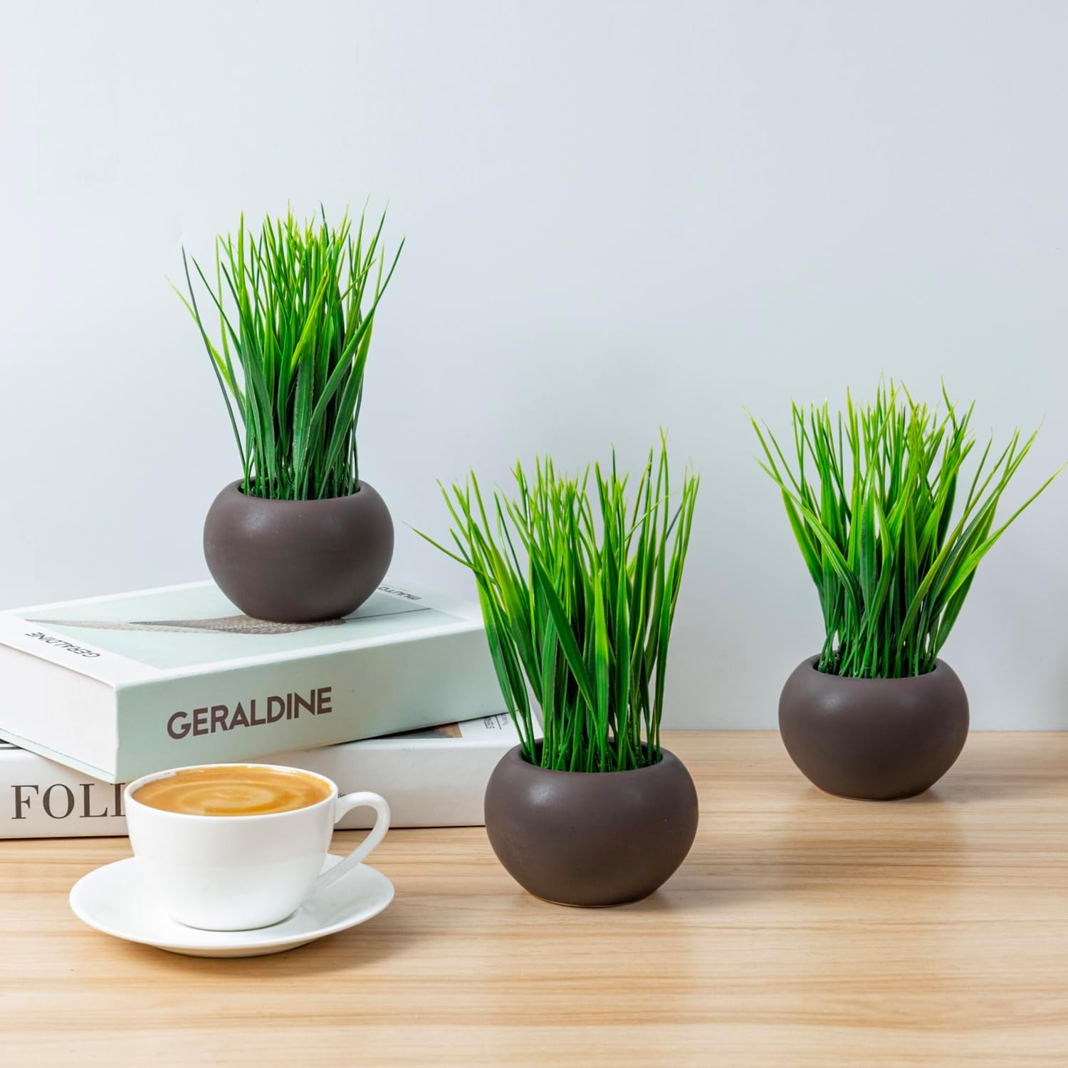 Round Modern Black Artificial Plant — 7" - View 2