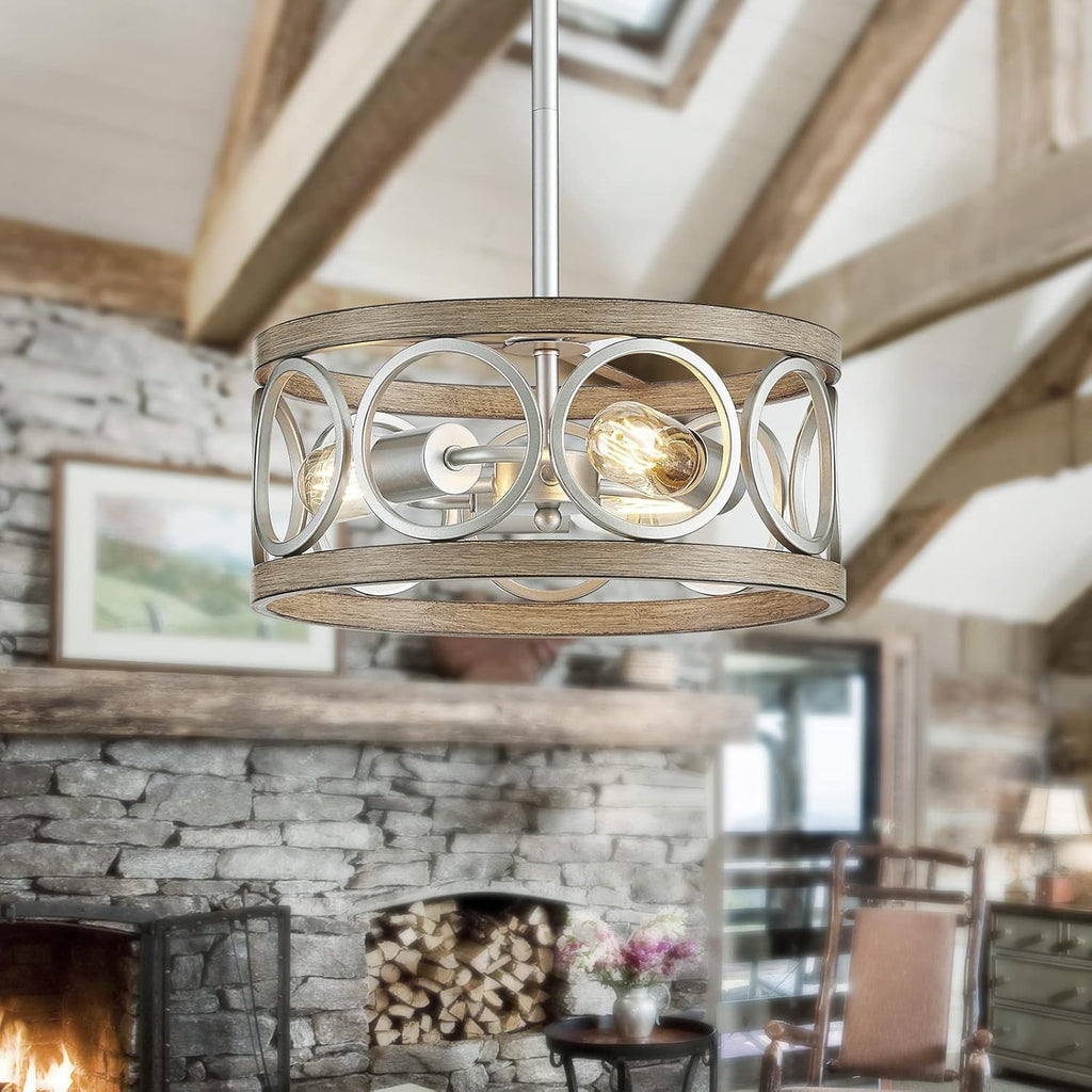 Adjustable Farmhouse Black Chandelier — 3-Light - View 9