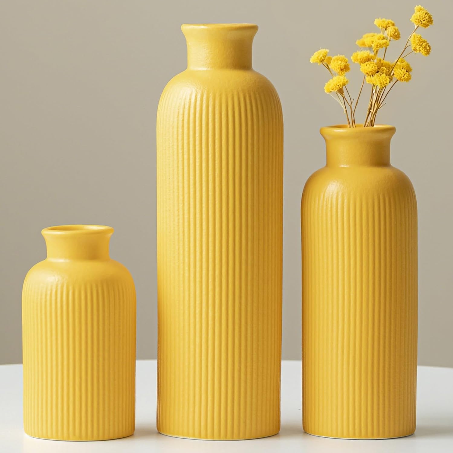 Modern Beige Decorative Vase — Standard Yellow