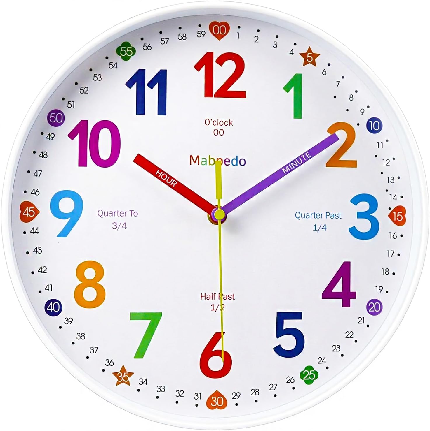 Battery Operated Black Wall Clock — 8" — White