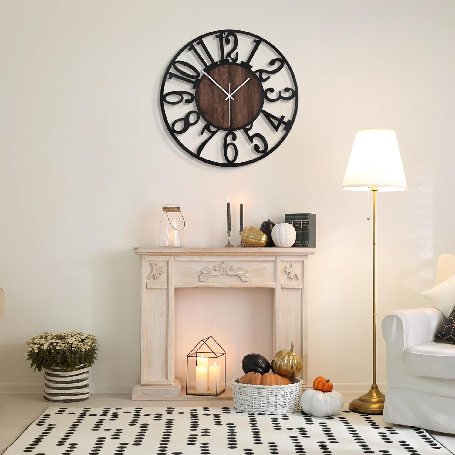 Battery Operated Modern Brown Wall Clock — 14" - View 3