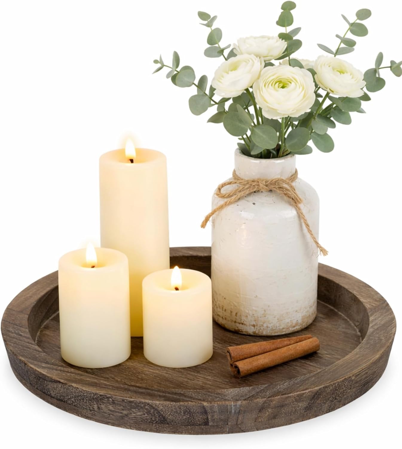 Round Farmhouse Black Candle — Distressed
