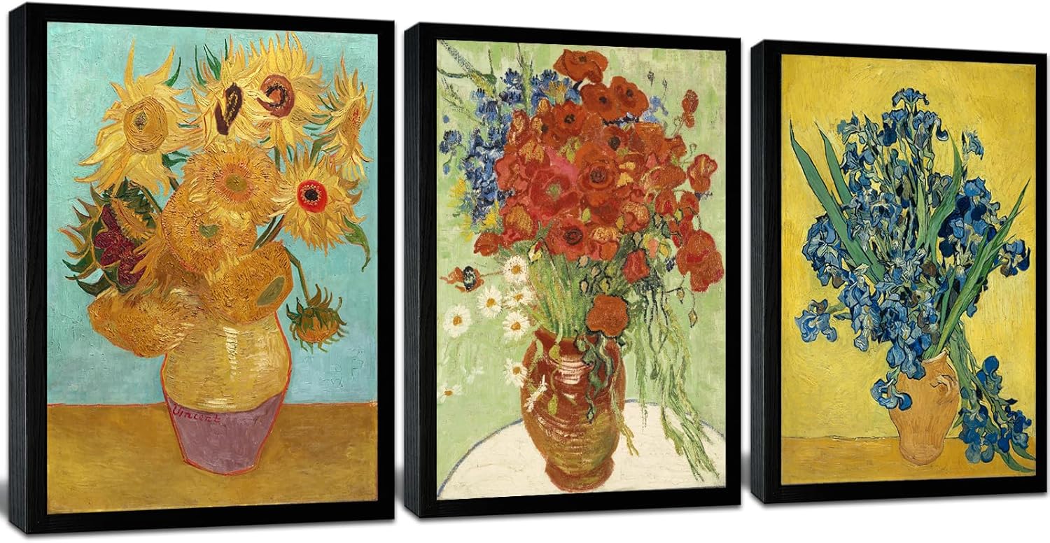 Framed Blue Wall Art — 12" — 12" x 16" x 3pcs Frame