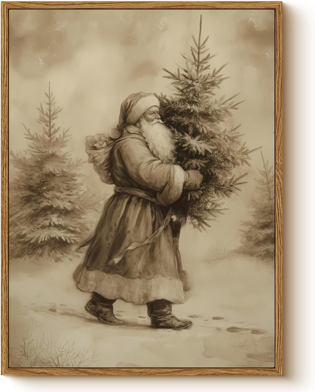 Framed Farmhouse White Wall Art — 16" — Holding tree