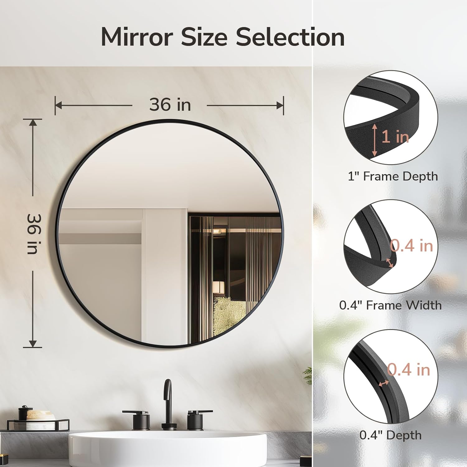 Black Wall Mirror — 36" - View 4