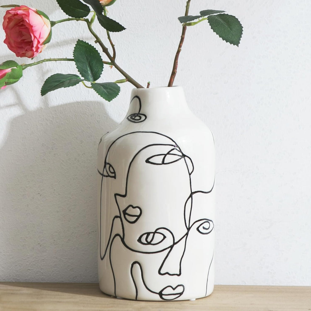 Modern Black Flower Vase — A-white
