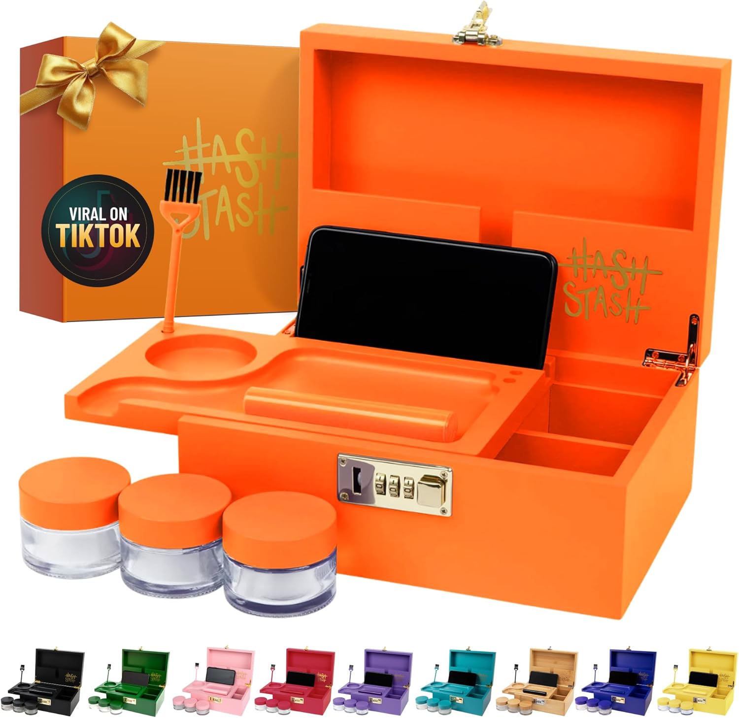 Luxe Black Vase — Neon Orange