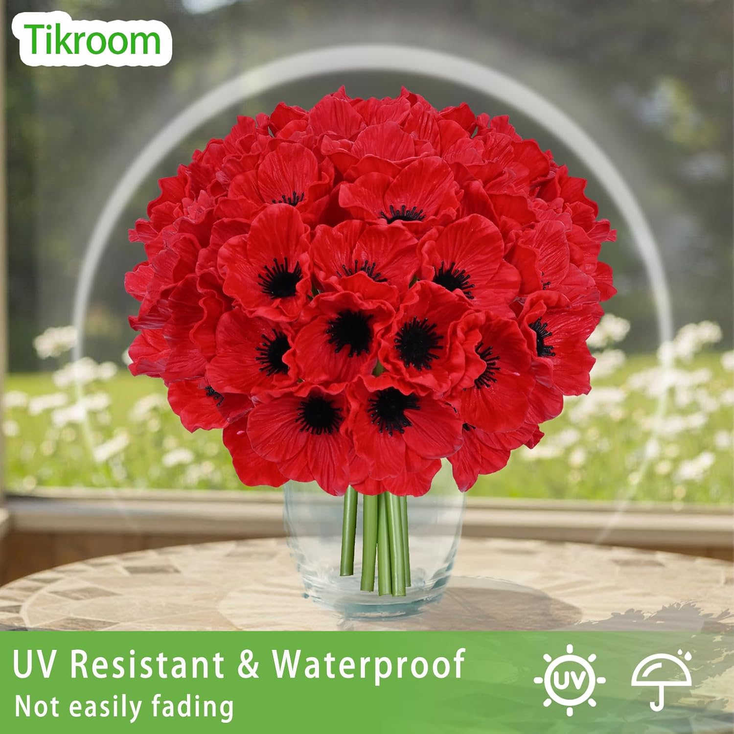 Red Artificial Flowers — 11" - View 5