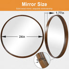 Beige Round Mirror — 24" - View 2