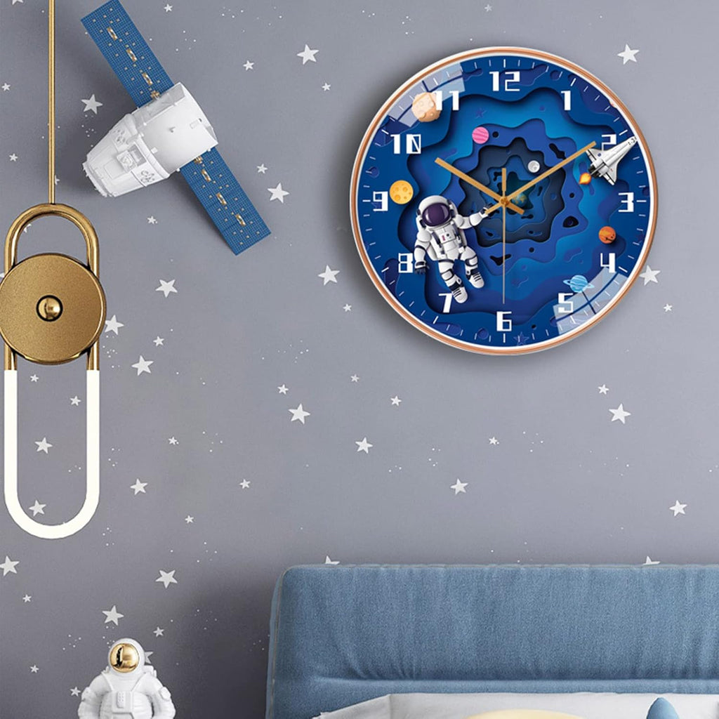 Battery Operated Blue Wall Clock — 12" - View 6