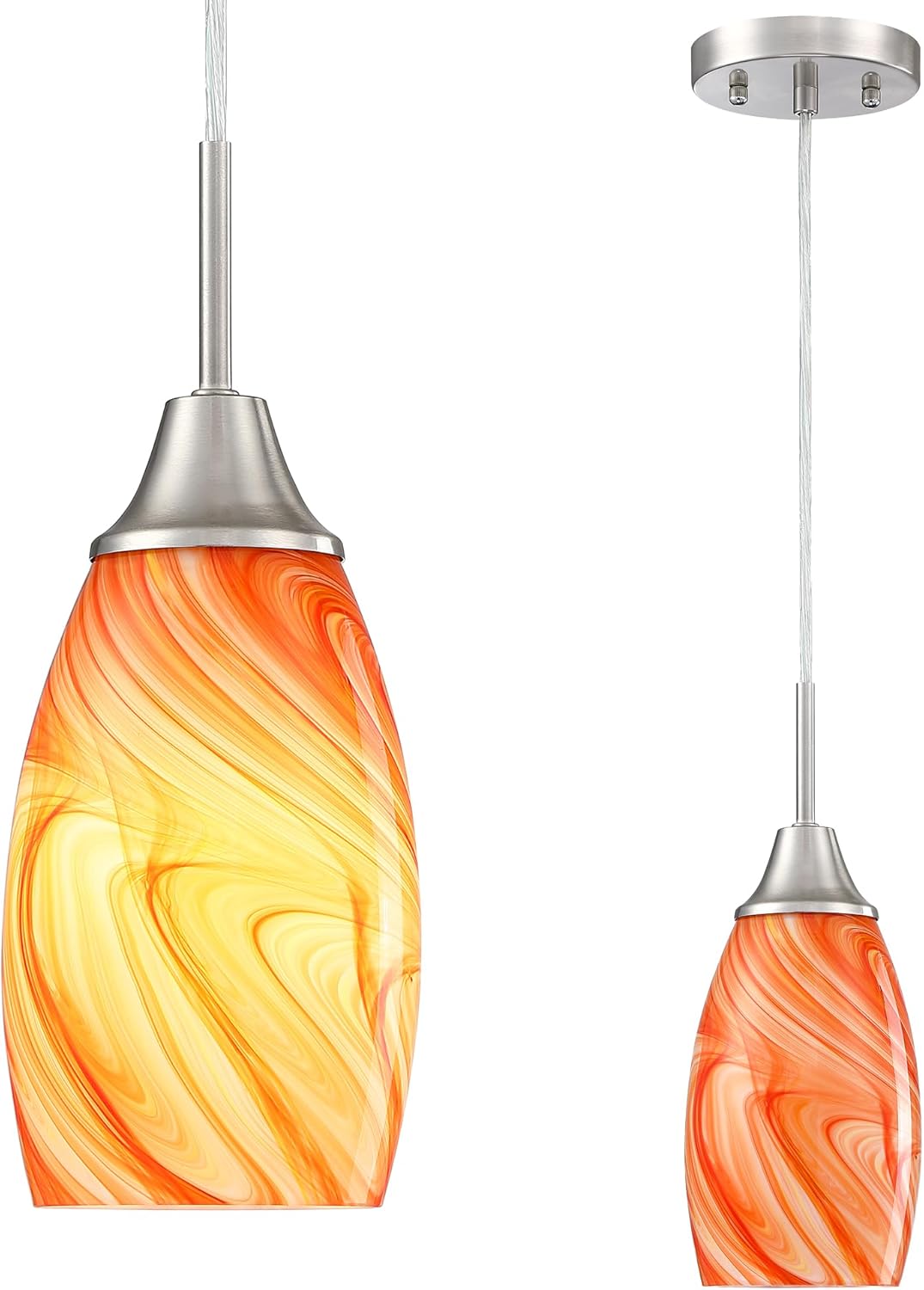 Oval Luxe Black Pendant Light — 4.72" — Orange