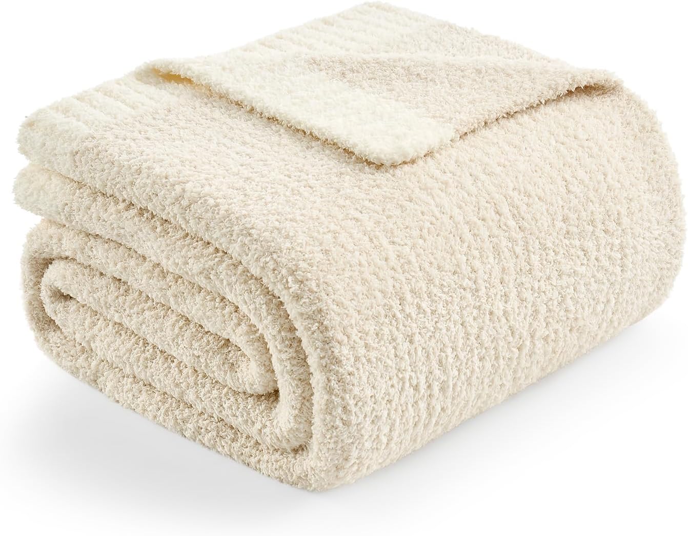 Knit Beige Throw Pillow — 50" — Heather Ivory