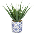 Farmhouse Black Artificial Plant — Aloe Blue Ceramic Vase