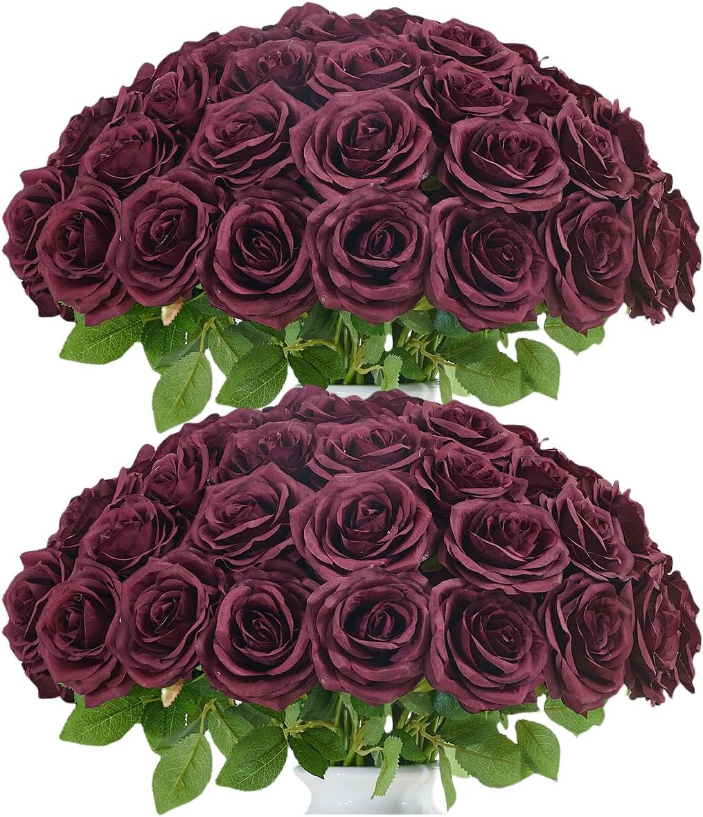 Beige Artificial Plant — Burgundy