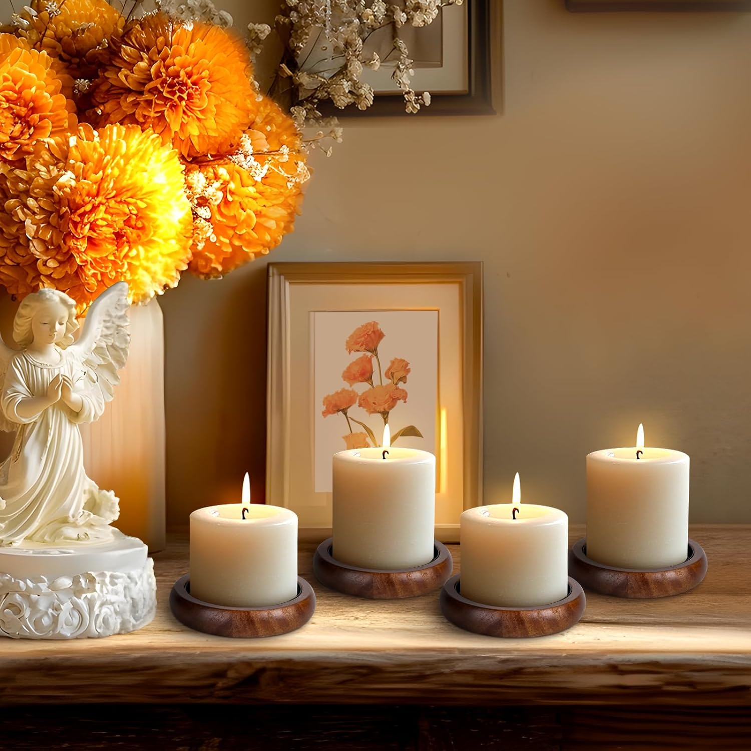 Farmhouse Black Pillar Candle — Set of 4 - View 4