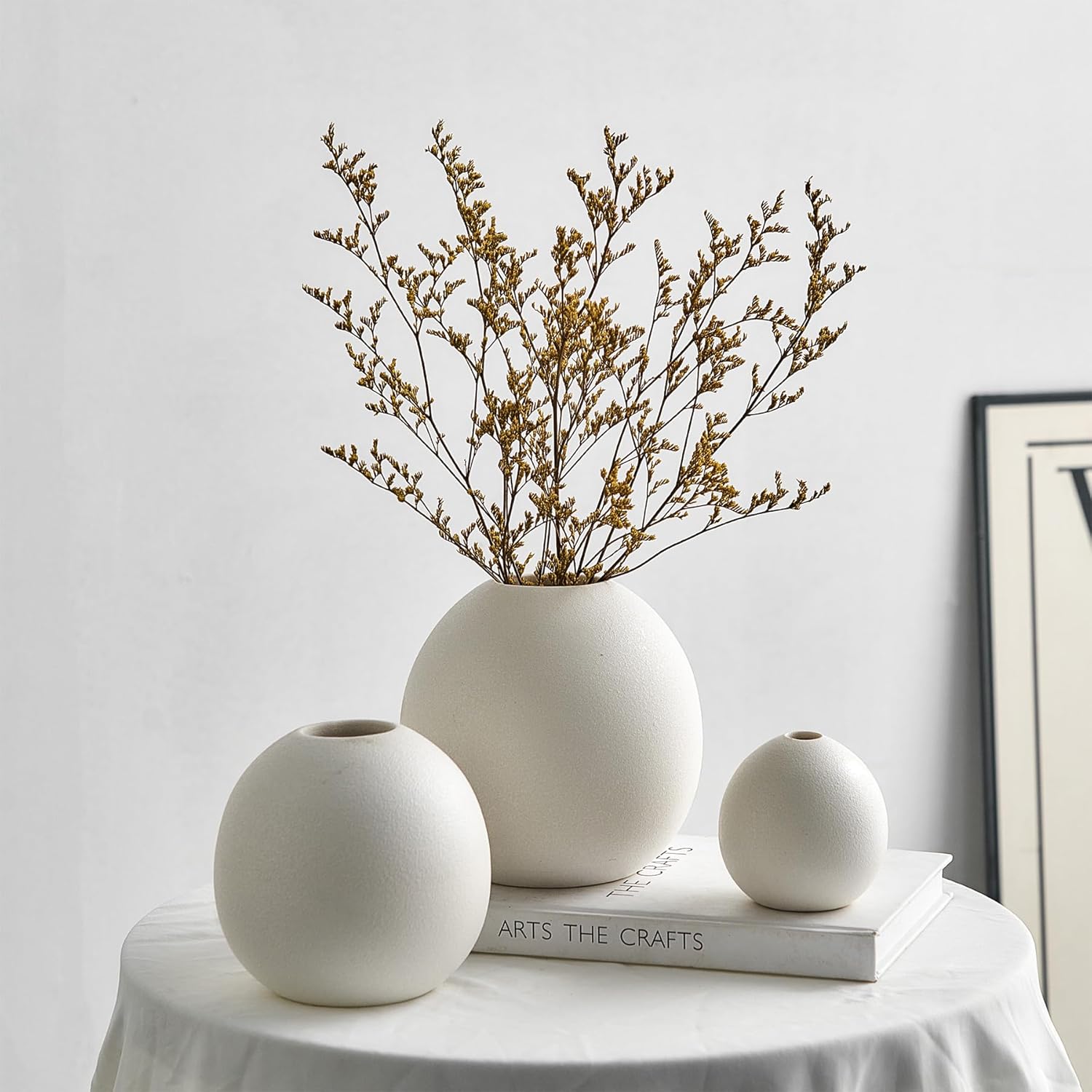 Round Boho Ceramic Decorative Vase — Set of 3 - View 5