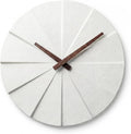 Battery Operated Modern Black Wall Clock — White + Walnut