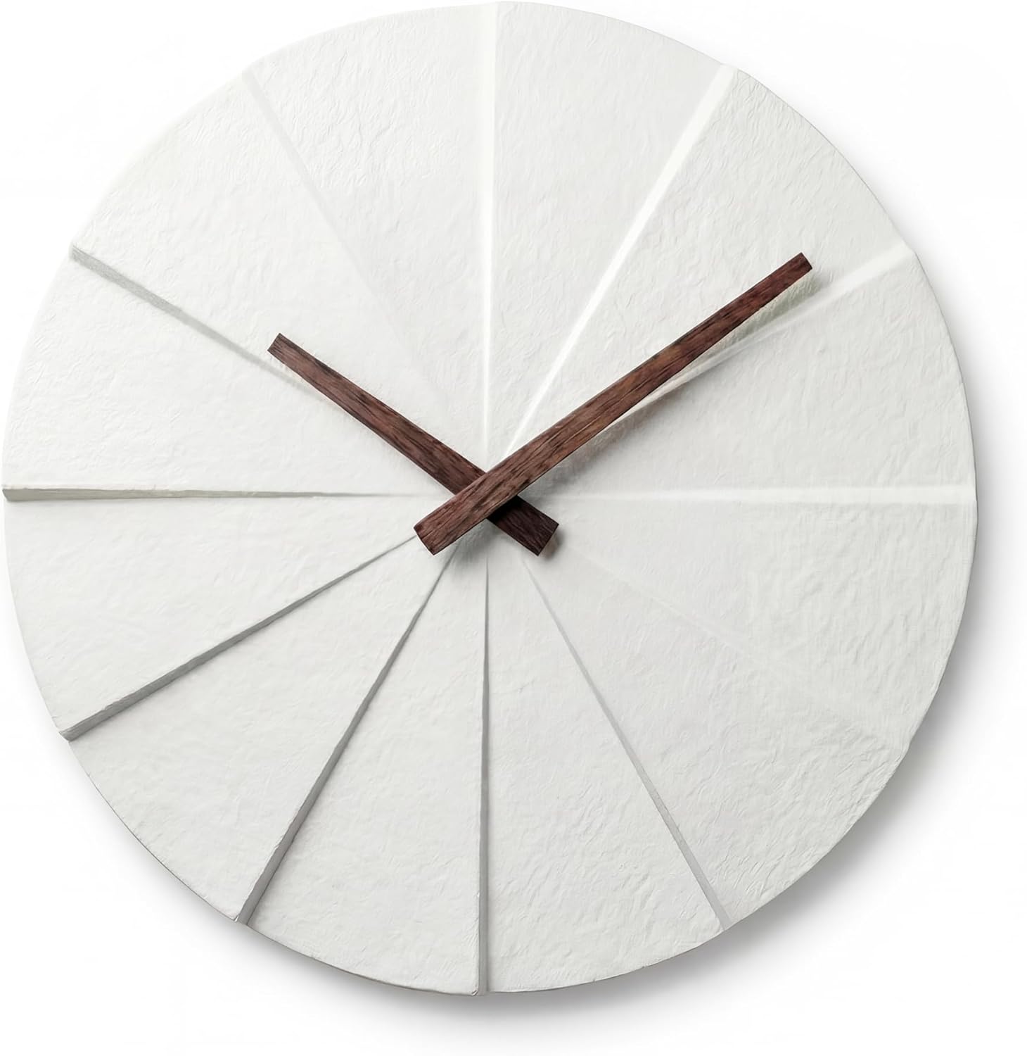 Battery Operated Modern Black Wall Clock — White + Walnut