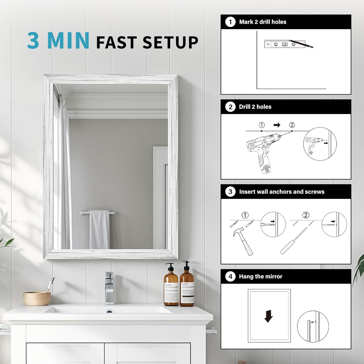 Framed Farmhouse Gold Wall Mirror — 20" - View 8