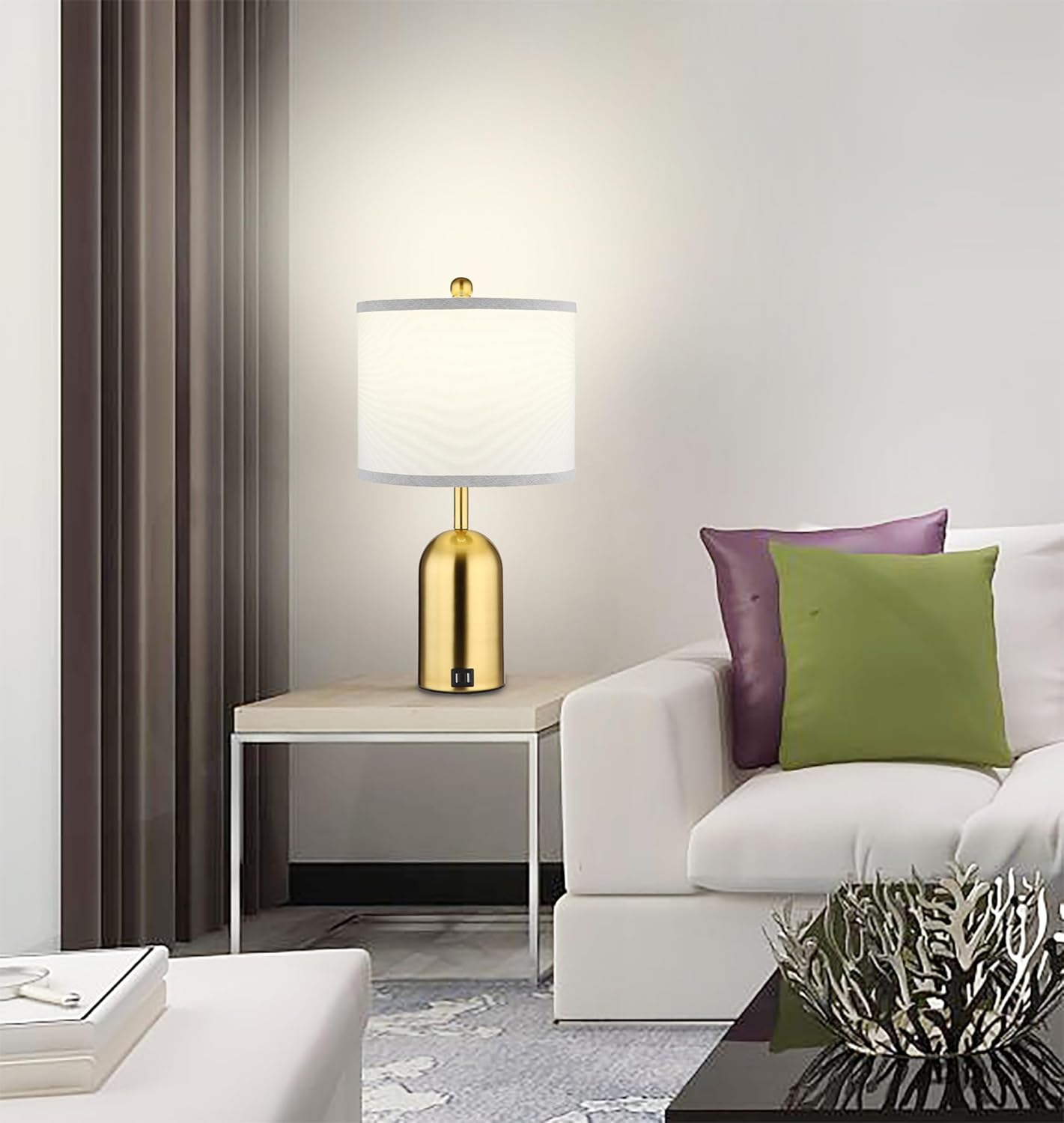 USB Luxe Gold Bedside Lamp - View 2