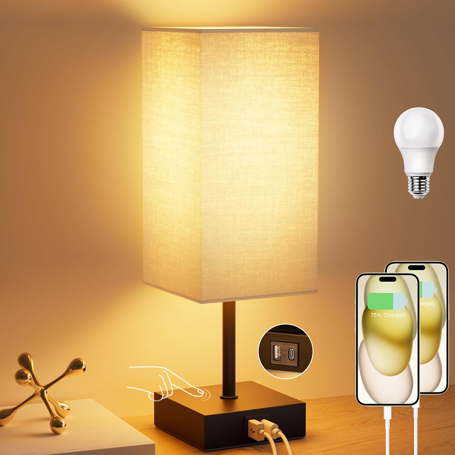 Dimmable Beige Table Lamp — Upgraded Beige