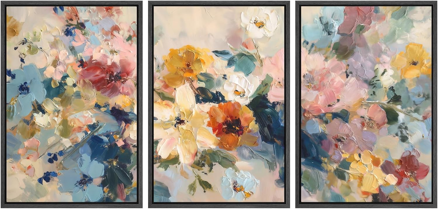Framed Farmhouse Fabric Wall Art — 24" — 16"x24"x3 Panels Black
