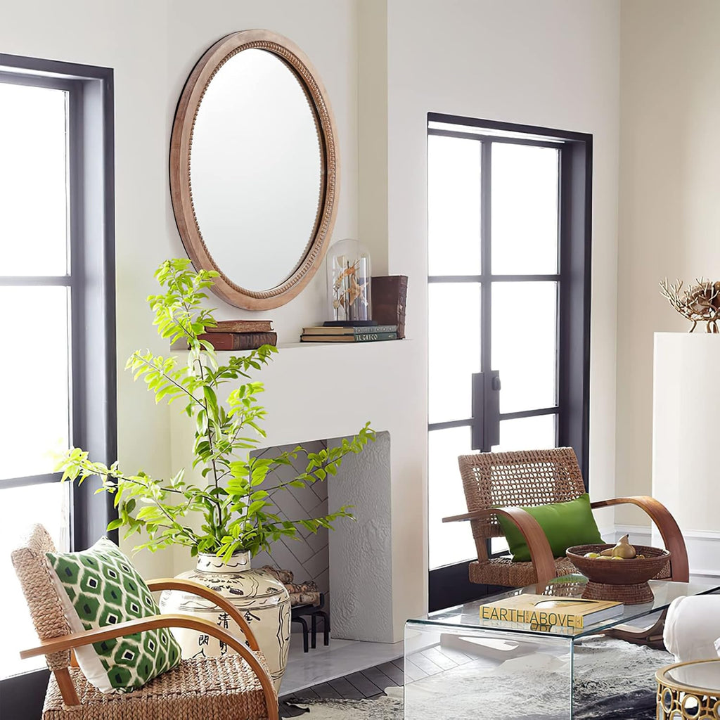 Round Boho Brown Wall Mirror — 24" - View 6