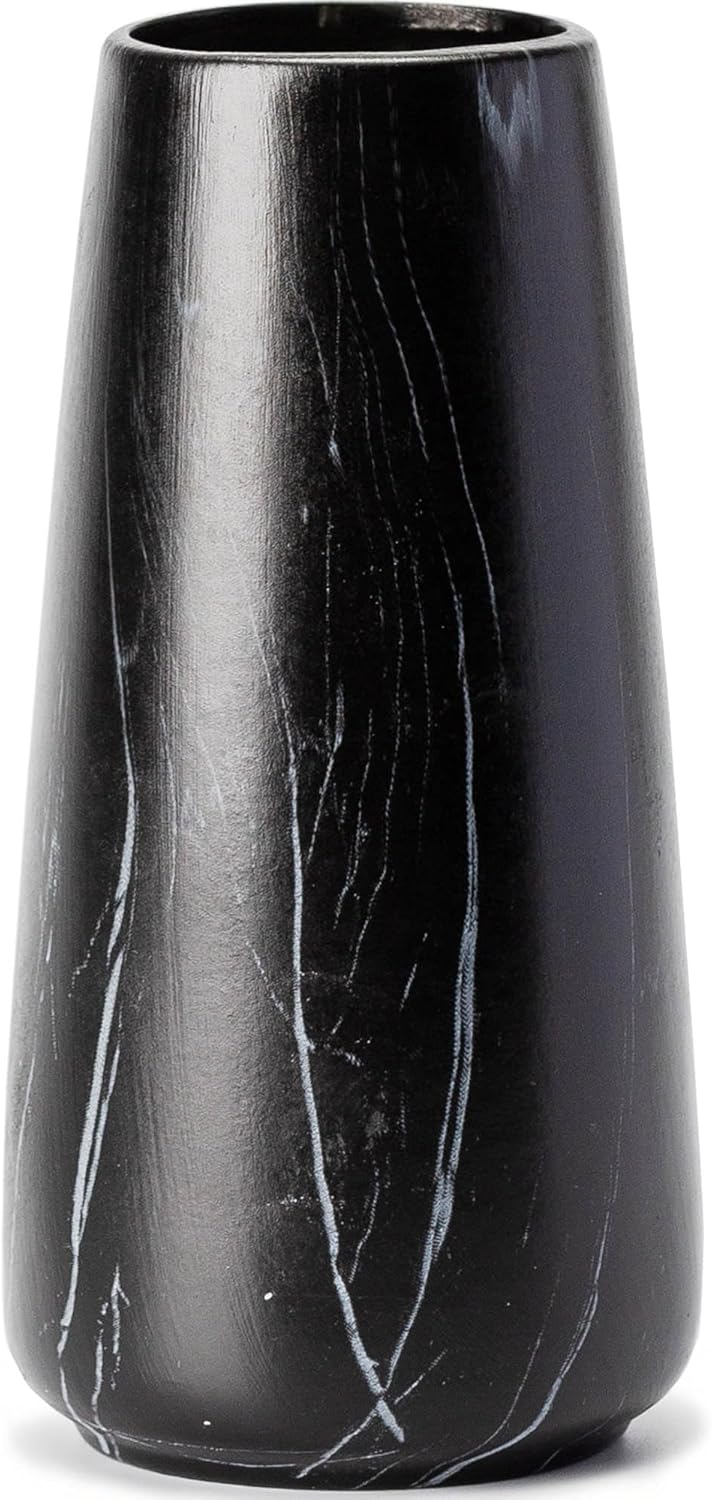 Boho Beige Flower Vase — Marble Black