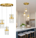 Adjustable Modern Black Pendant Light — 3.5" — Gold -Hammered Glass