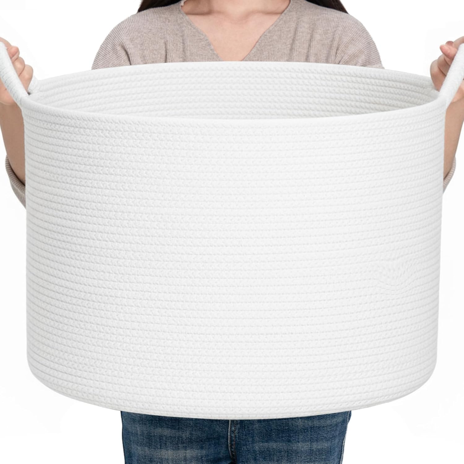 Round Brown Vase — 14.2" — White