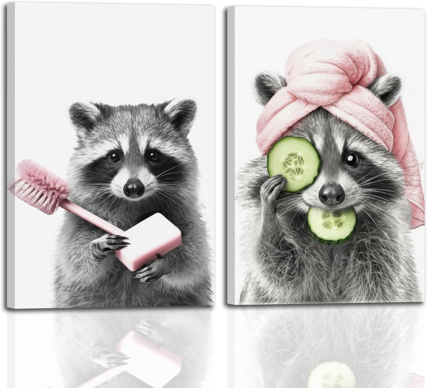 Framed Modern Wood Wall Art — 12" — Raccoon