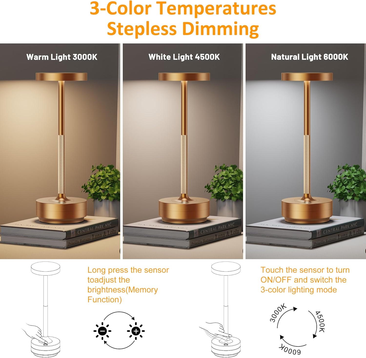 Cordless Beige Table Lamp - View 3