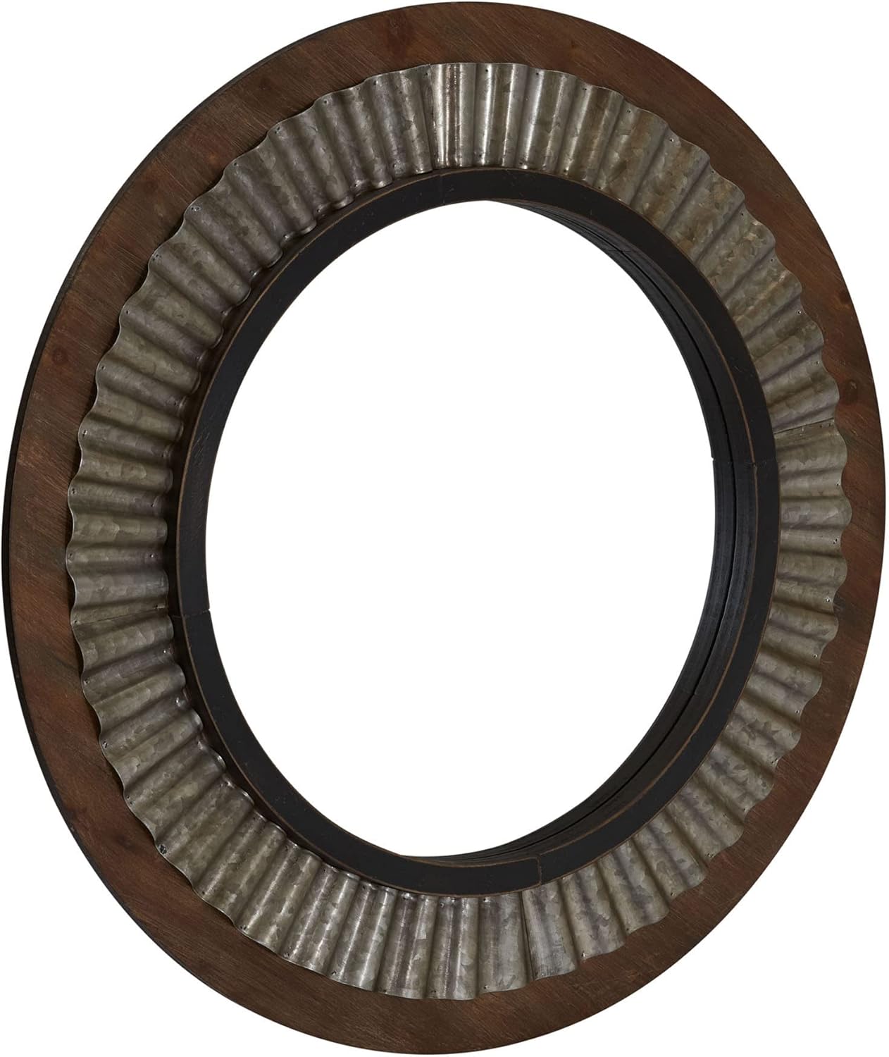 Round Metal Wall Mirror — Wood and Metal